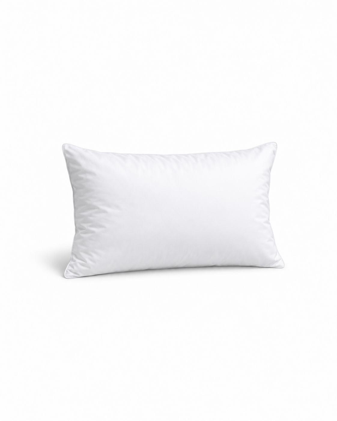Plain white medium support pillow without its carry bag
